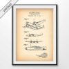Vintage print, showing Howard Hughes first airplane patent drawing