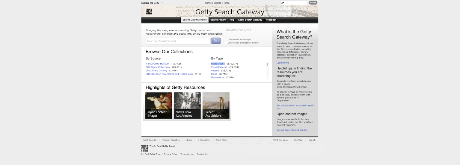 getty museum database