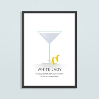 White Lady Cocktail Illustration