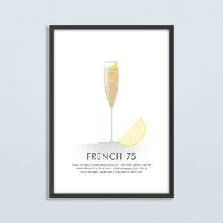 French 75 Cocktail Illustration