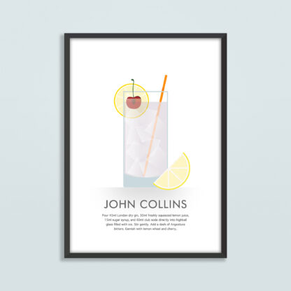 John Collins Cocktail Illustration