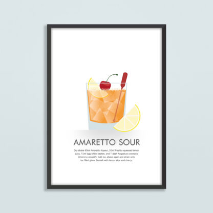 Amaretto Sour Cocktail Illustration