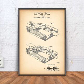 vintage lunch box patent poster