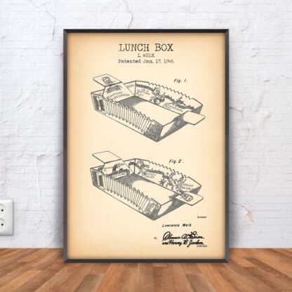 vintage lunch box patent poster