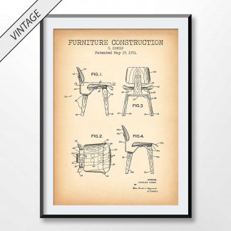 Vintage Charles Eames chair patent poster