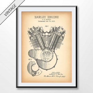 vintage harley engine patent poster