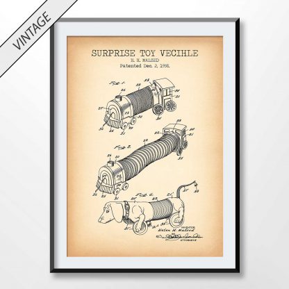 vintage surprise toy vecihle patent poster