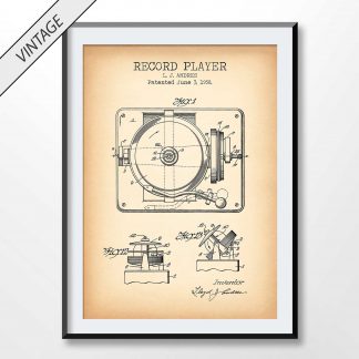 vintage record player patent poster