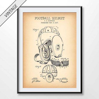 vintage football helmet patent poster