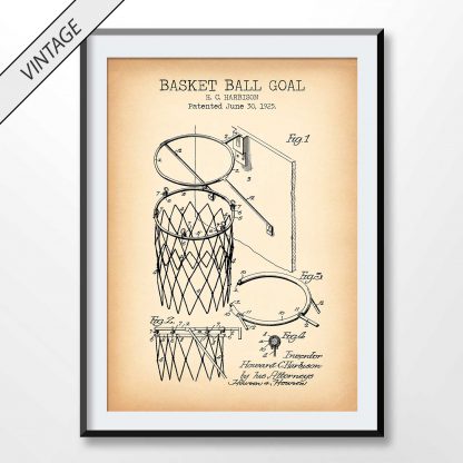 vintage basketball goal patent poster