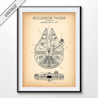 vintage millennium falcon patent poster