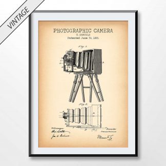 vintage photographic camera patent poster