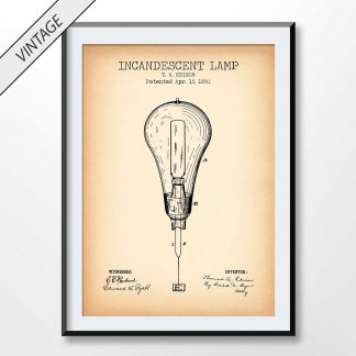 vintage edison lamp patent poster