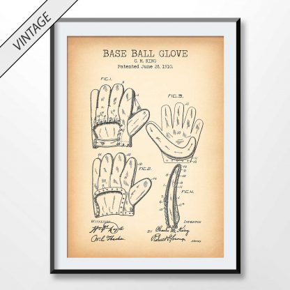 vintage baseball glove patent poster