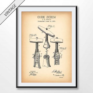 vintage cork screw patent poster