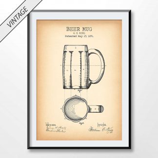 vintage beer mug patent poster