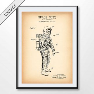 vintage space suit patent poster