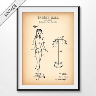 vintage barbie doll patent poster