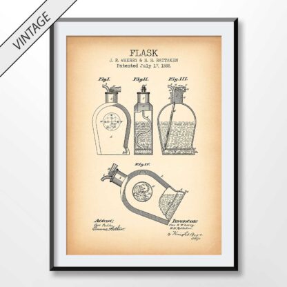 vintage poster showing flask patent