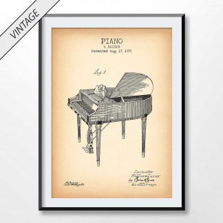 vintage piano patent poster