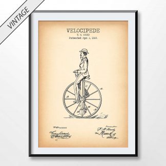 vintage Velocipede patent poster