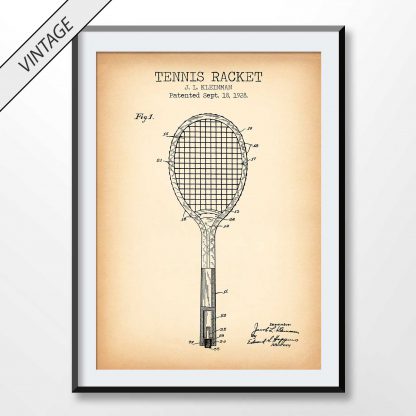 vintage Tennis racket patent poster