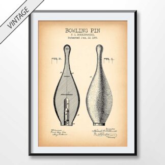 vintage Bowling Pin patent poster