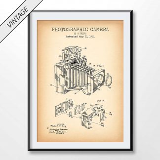 vintage Photographic Camera patent poster