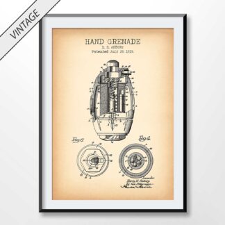 vintage Hand Grenade patent poster