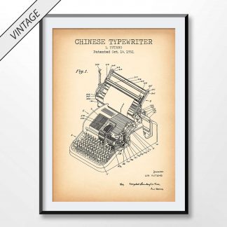 vintage Chinese Typewriter patent poster