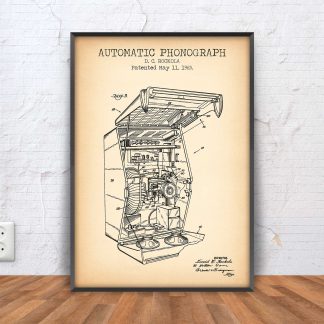 vintage Automatic Phonograph patent poster